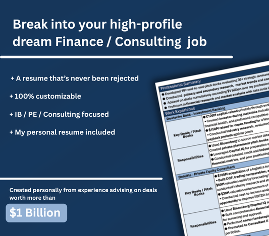 Resume that received offers from JP. Morgan / McKinsey & Co. / Deutsche Bank / Deloitte