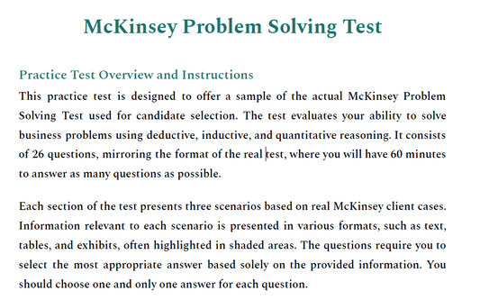 McKinsey Aptitude & Problem Solving Questions